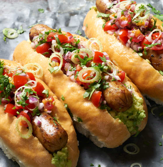 Loaded South American Hot Dogs with Tomato Salsa